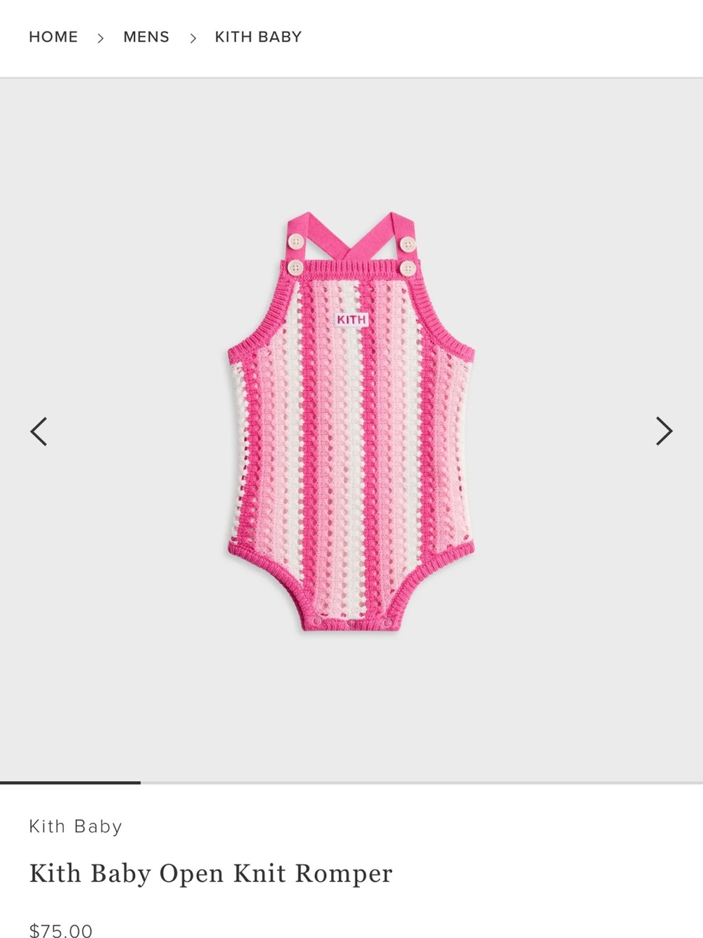 Kith Pink and Light Pink Striped Knit Baby Romper